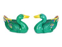 A Pair of Chinese Green Glazed Models of Ducks — 20TH CENTURY