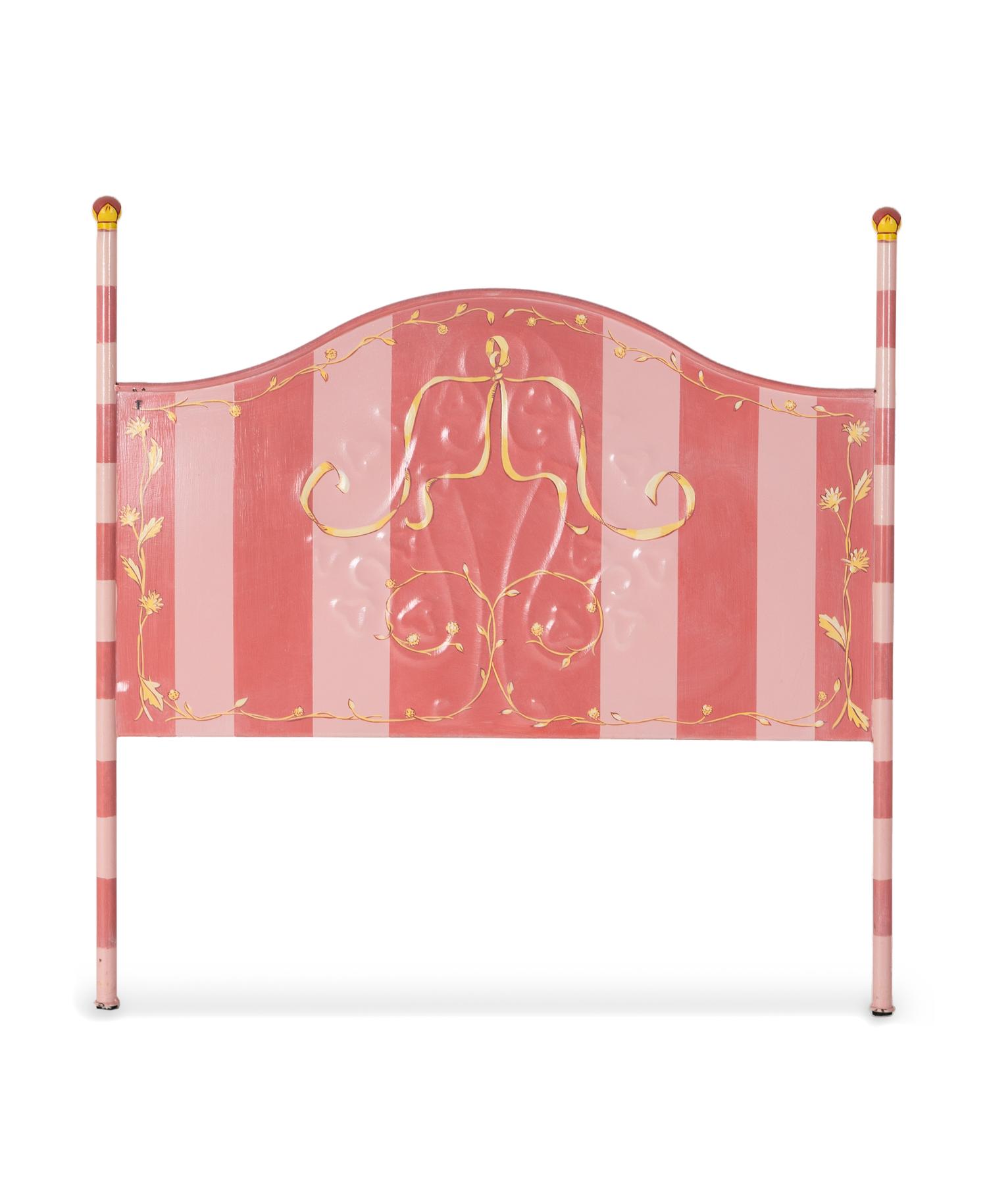 A Pair of Painted Metal Headboards and Footboards