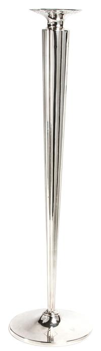An American Silver Trumpet Vase, Whiting Mfg. Co., Attleboro, MA, having a pierced rim and reeded cylindrical tapering form.