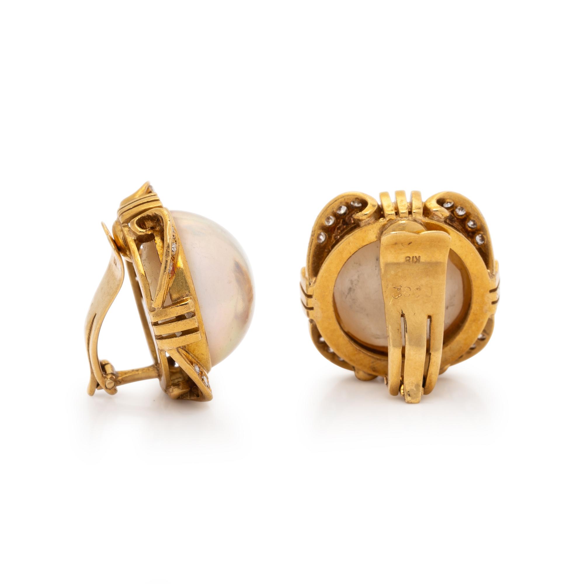 MABÉ PEARL AND DIAMOND EARRINGS