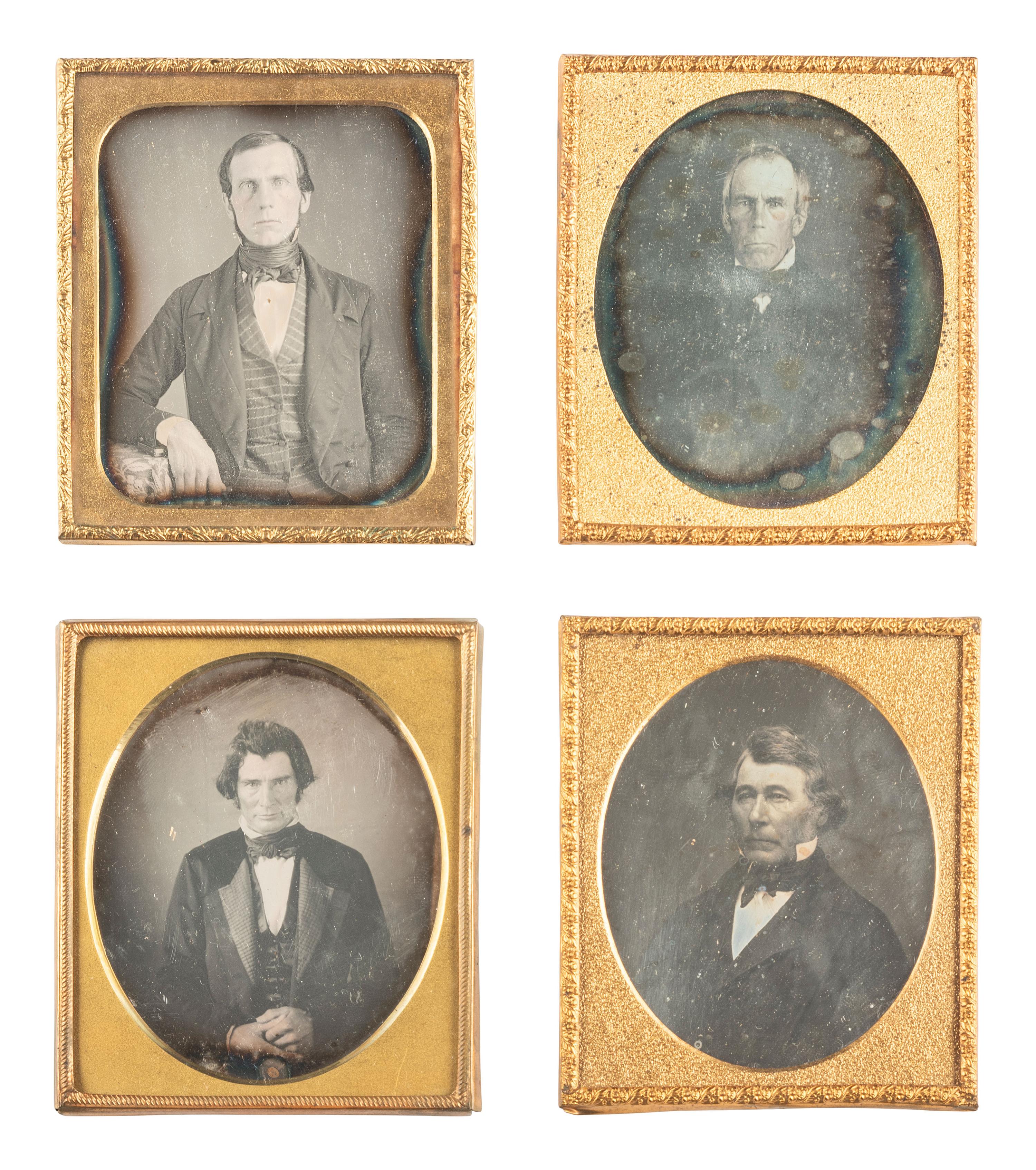 [EARLY PHOTOGRAPHY]. 20 sixth plate daguerreotypes of men with stern, serious, or striking expressions.