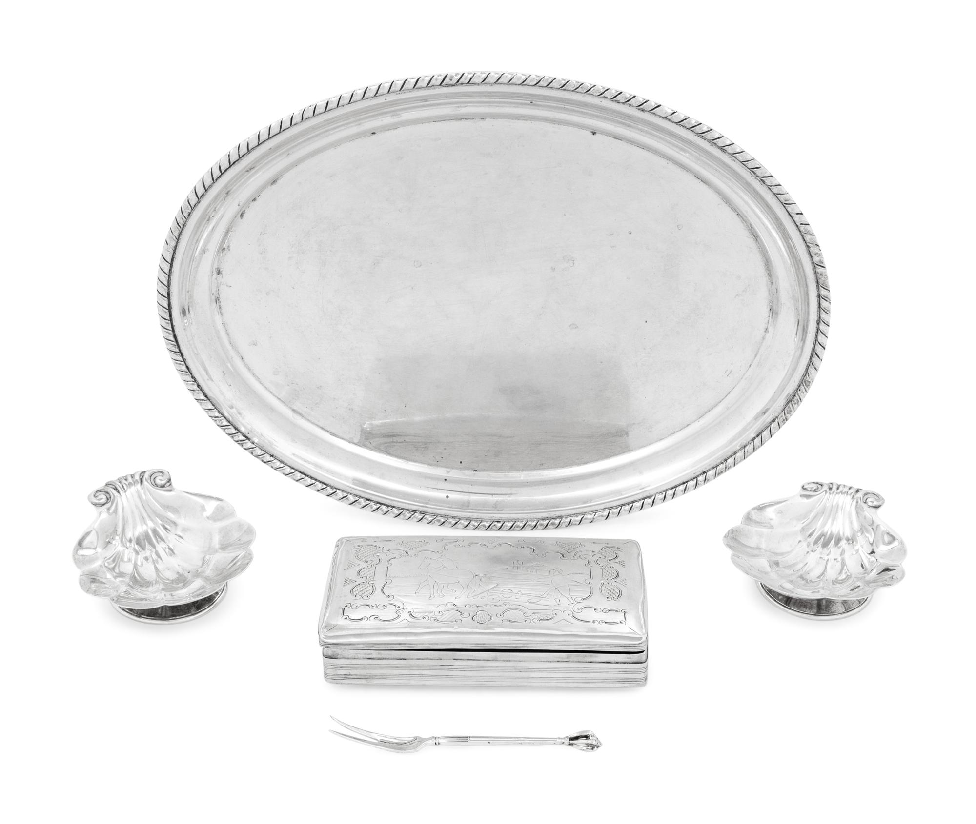 A Group of Five Continental and Canadian Silver Table Articles