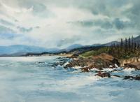 Three Paintings: Misty Mountain , 1980; Harbor Scene , 1980; Rocky Shoreline , 1978