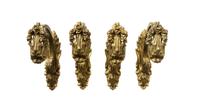 A Set of Four Gilt Bronze Curtain Tiebacks, Height 7 1/2 inches.