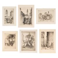 Six Cityscape Etchings