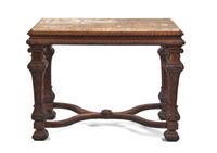 A Renaissance Revival Console Table, Height 29 1/2 x width 35 1/2 x depth 20 1/4 inches.
