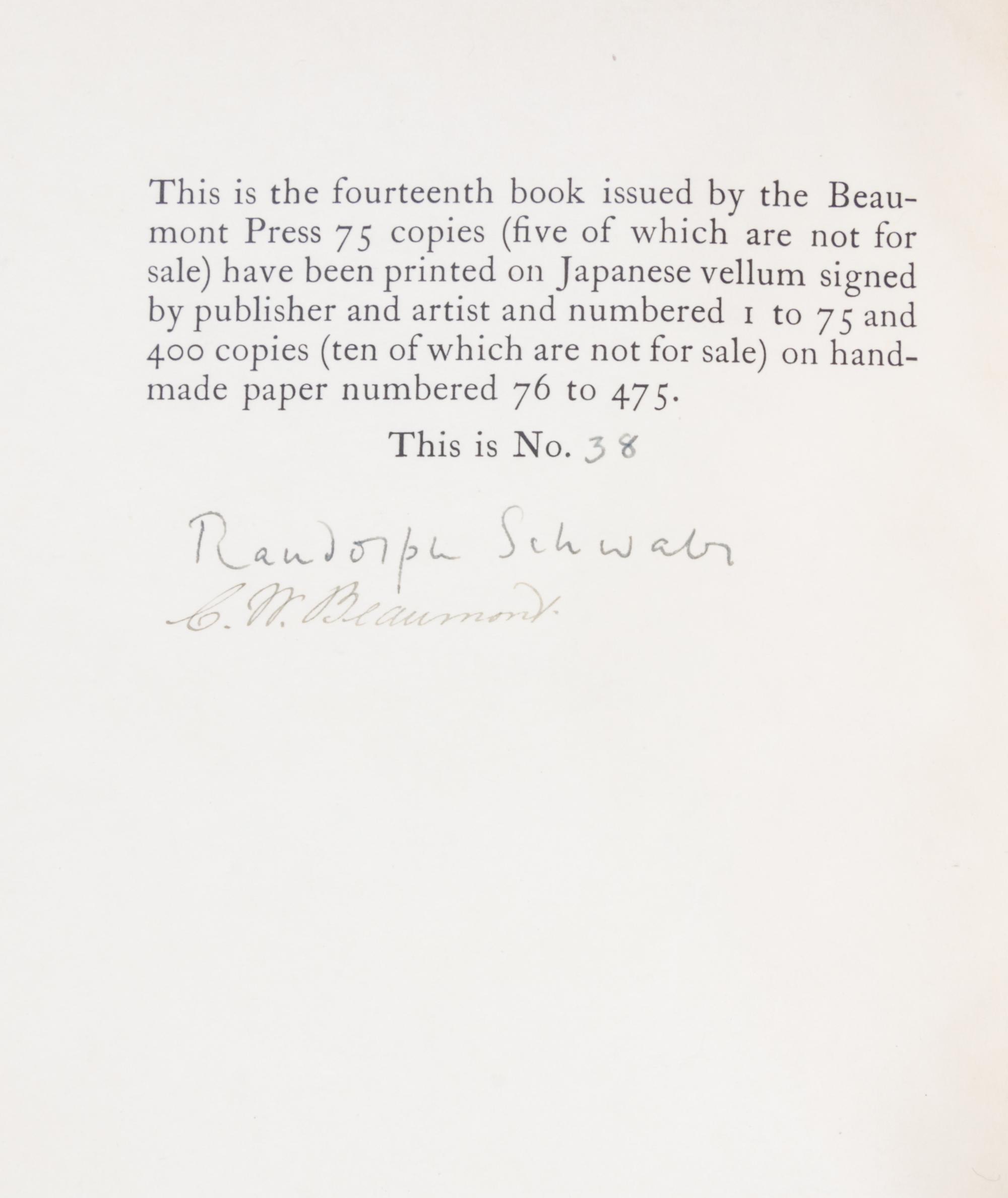 (FINE PRESS, BEAUMONT PRESS) WILDE, OSCAR. After Berneval. Letters of Oscar Wilde to Robert Ross. London, 1922. First edition.