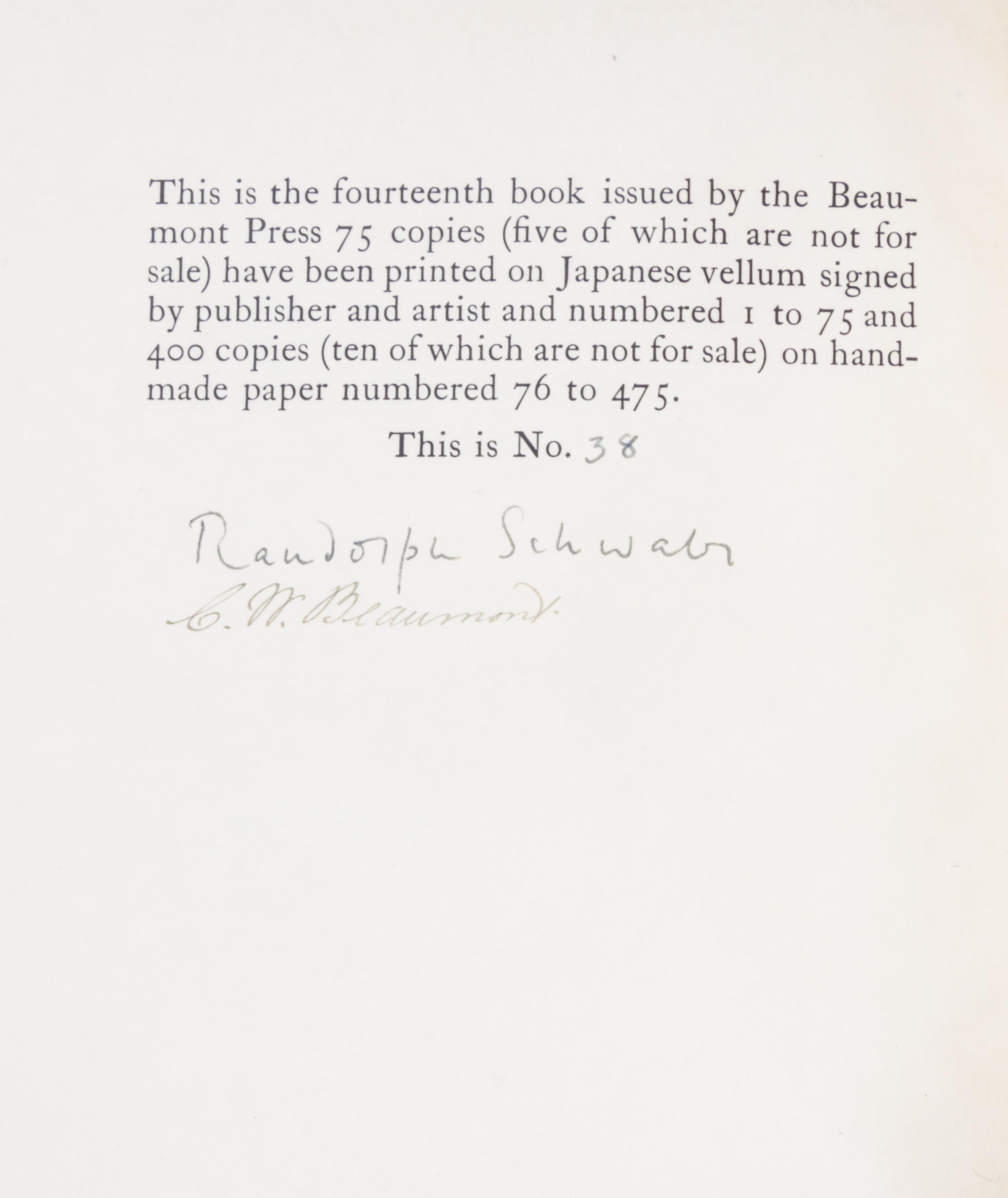 (FINE PRESS, BEAUMONT PRESS) WILDE, OSCAR. After Berneval. Letters of Oscar Wilde to Robert Ross. London, 1922. First edition.