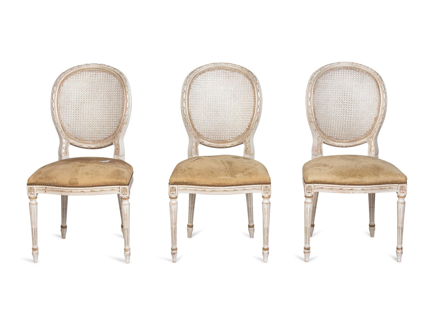 A Set of Ten Louis XV Style Painted Dining Chairs