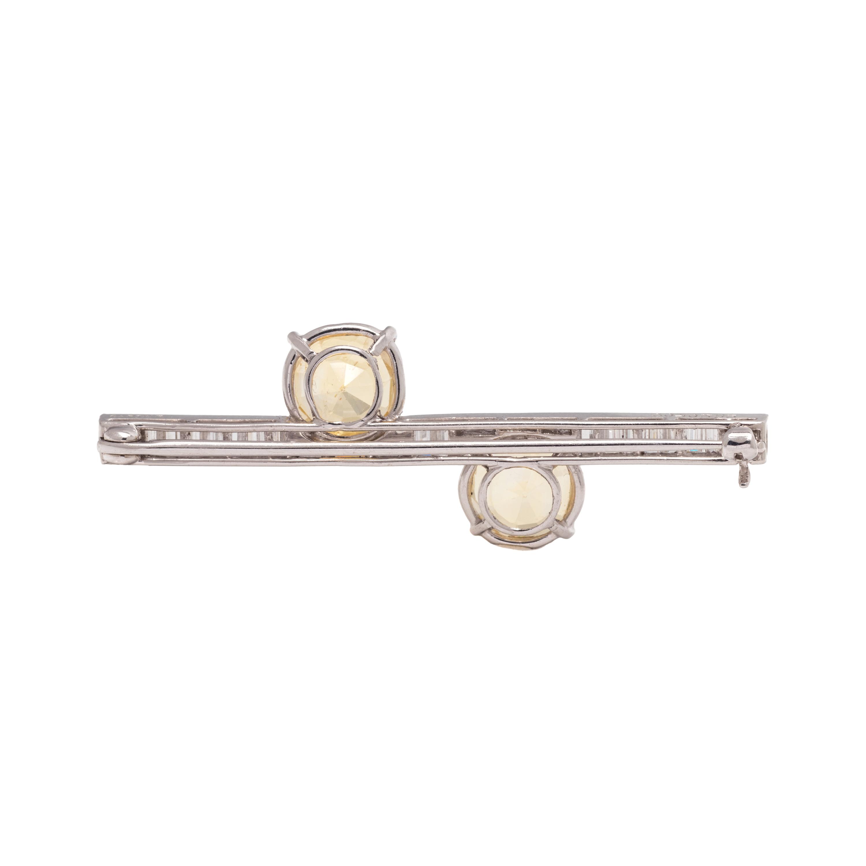 CARTIER, VINTAGE, YELLOW SAPPHIRE AND DIAMOND BROOCH