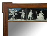 An Edwardian Carved Walnut and Etched Glass Overmantel Mirror