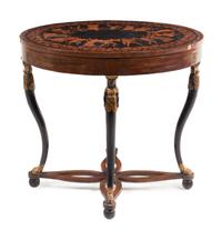 An American Parcel Gilt and Ebonized Walnut Table Height 31 1/2 inches. — DAVID ZORK CO., CHICAGO, FIRST HALF 20TH CENTURY