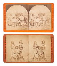 [NATIVE AMERICANS]. BUEHMAN & HARTWELL, photographers. A group of 2 stereoviews of Apache Indians. Tucson, AZ: 1880s.