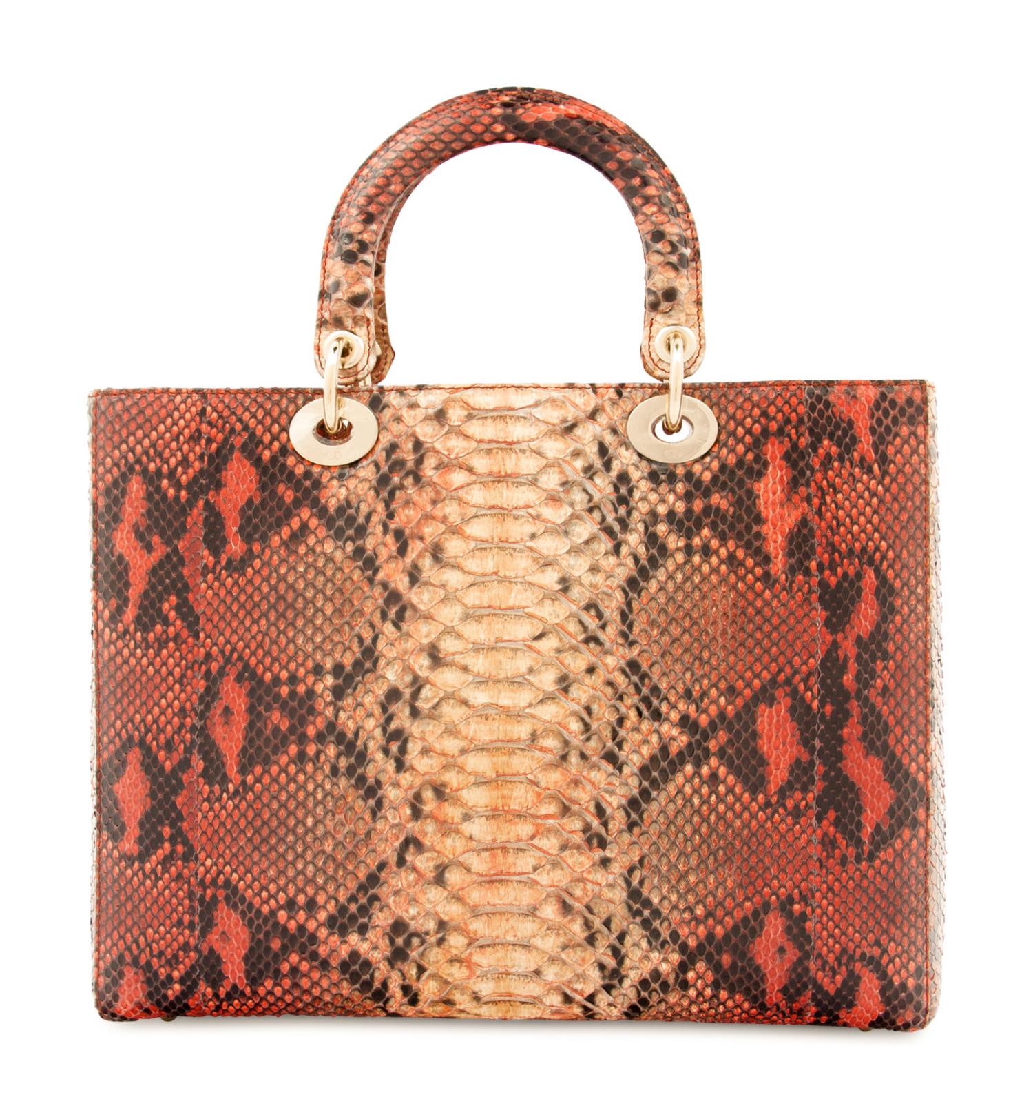 Christian Dior Red and Tan Python Medium Lady Dior Bag, 2009
