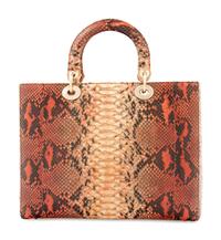 Christian Dior Red and Tan Python Medium Lady Dior Bag, 2009