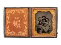[EARLY PHOTOGRAPHY]. Sixth plate occupational tintype of three men. [Boston, MA]: [ca 1861].