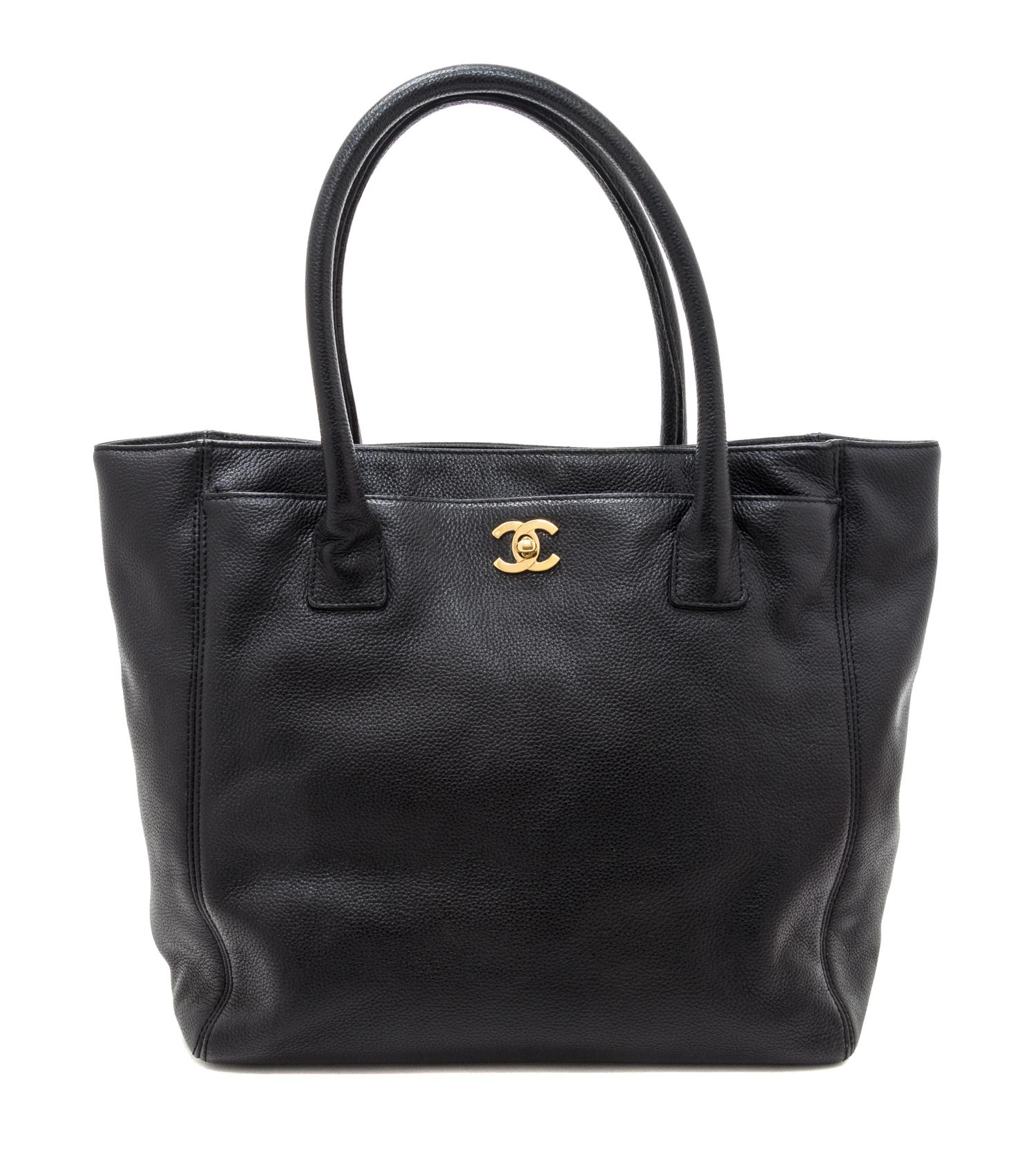 A Chanel Black Caviar Leather Tote Bag, 11.5" x 11.5" x 5.5".