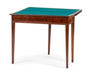 A Regency Figured Mahogany Game and Tea Table