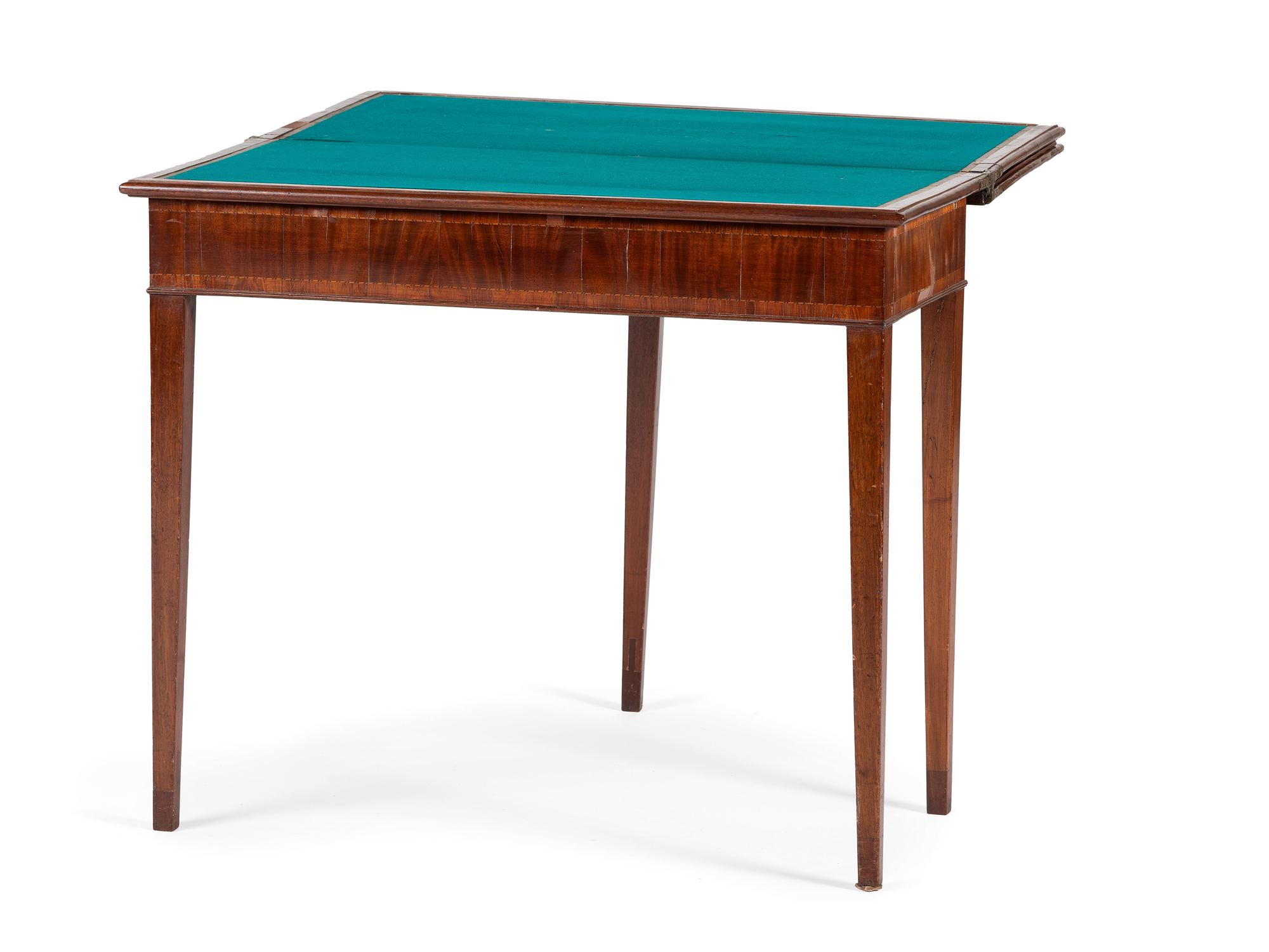 A Regency Figured Mahogany Game and Tea Table