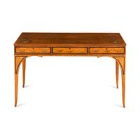 An Edwardian Satinwood and Polychrome Painted Library Table
