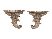 A Pair of Italian Carved and Silvered Wall Brackets