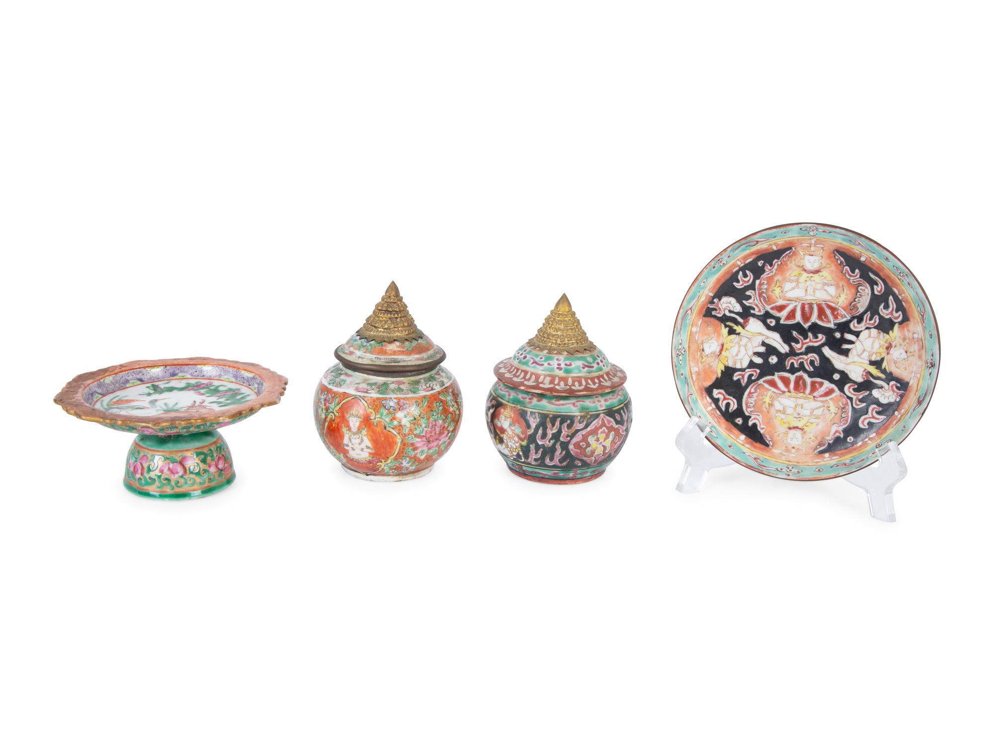 Four Chinese Porcelain Pieces made for the Tibetan Market — 19TH/20TH CENTURY