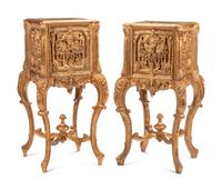 A Pair of Louis XV Style Giltwood Jardinière Stands