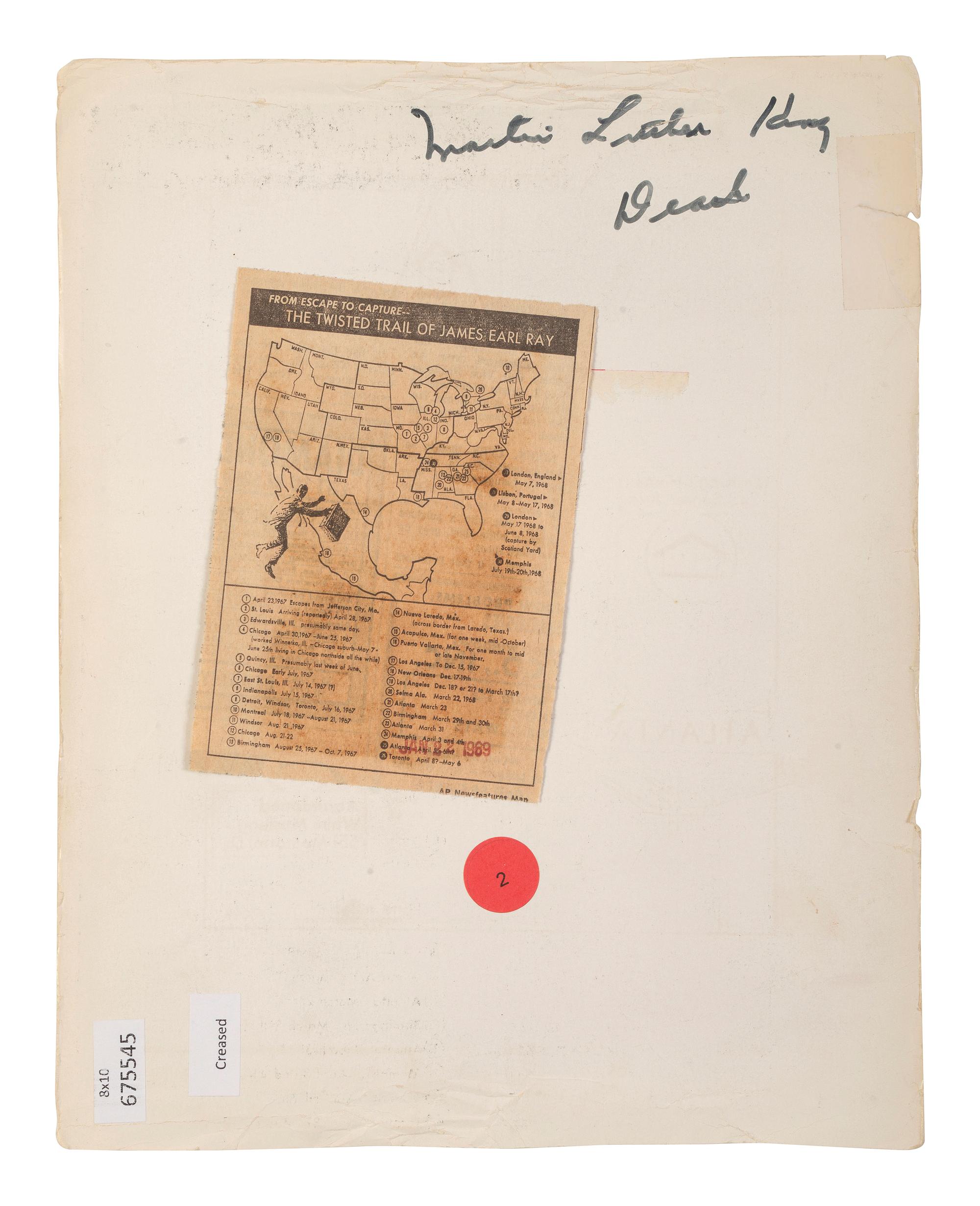 [KING, Martin Luther, Jr. (1929-1968)] -- [RAY, James Earl (1928-1998)]. Wanted by the FBI / Civil Rights - Conspiracy - Interstate Flight - Robbery. Washington, DC: Federal Bureau of Investigation, 19 April 1968.