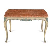 An Italian Polychrome Painted Faux Marble-Top Table