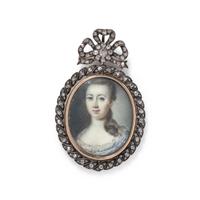 ANTIQUE, DIAMOND REVERSIBLE PORTRAIT MINIATURE BROOCH