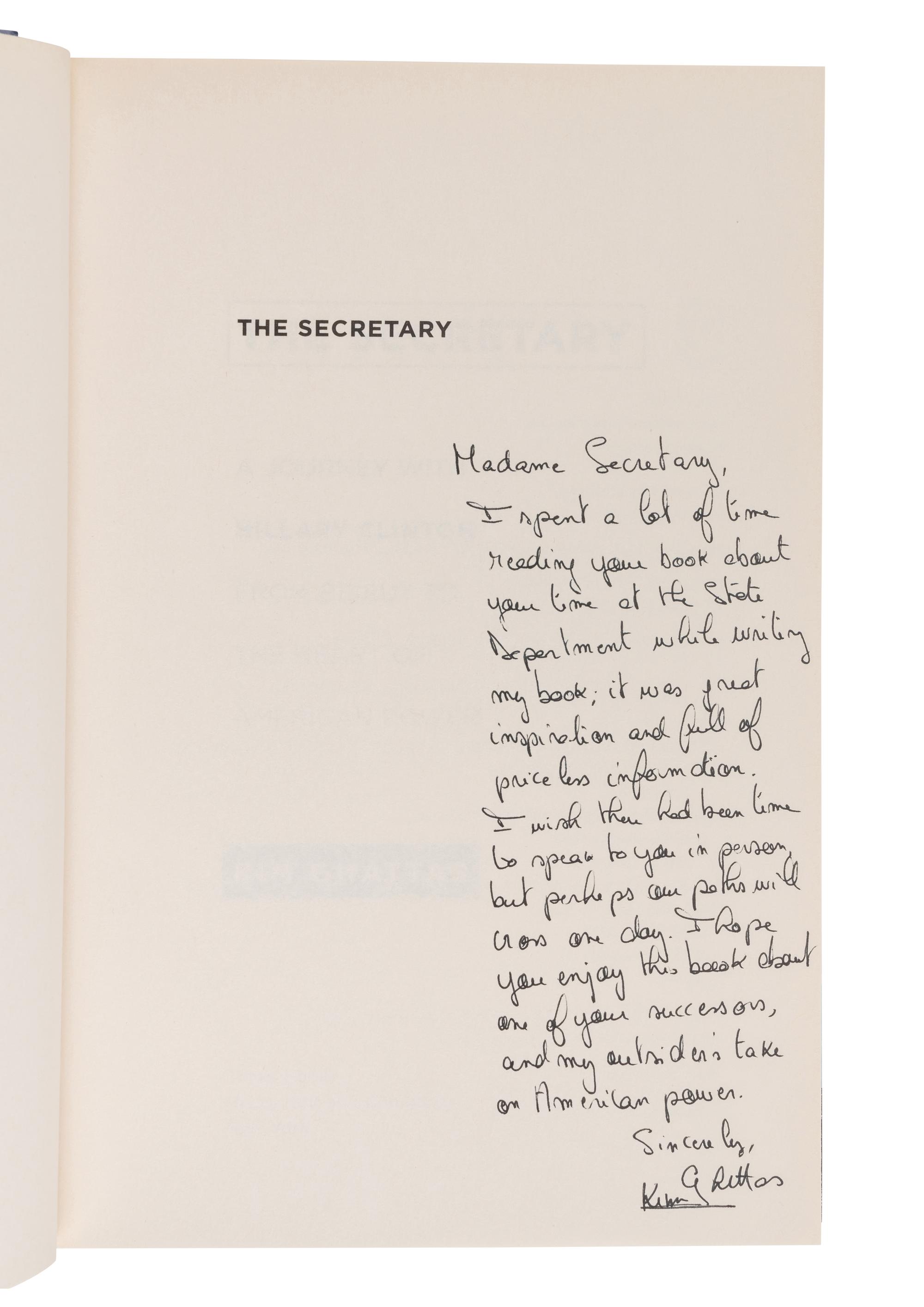 STATE DEPARTMENT A group of 6 FIRST EDITIONS, 2 INSCRIBED TO SECRETARY ALBRIGHT: