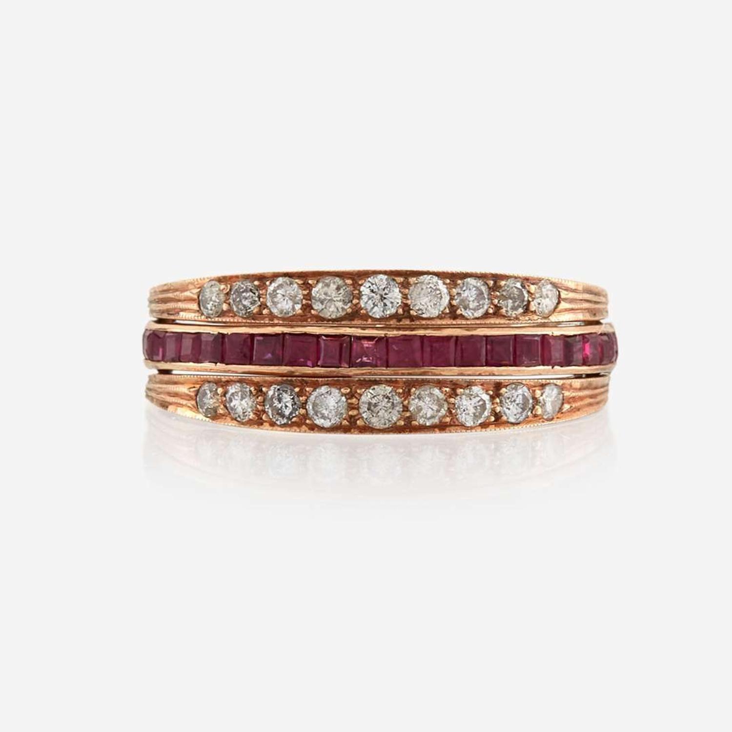 Two gem-set eternity bands