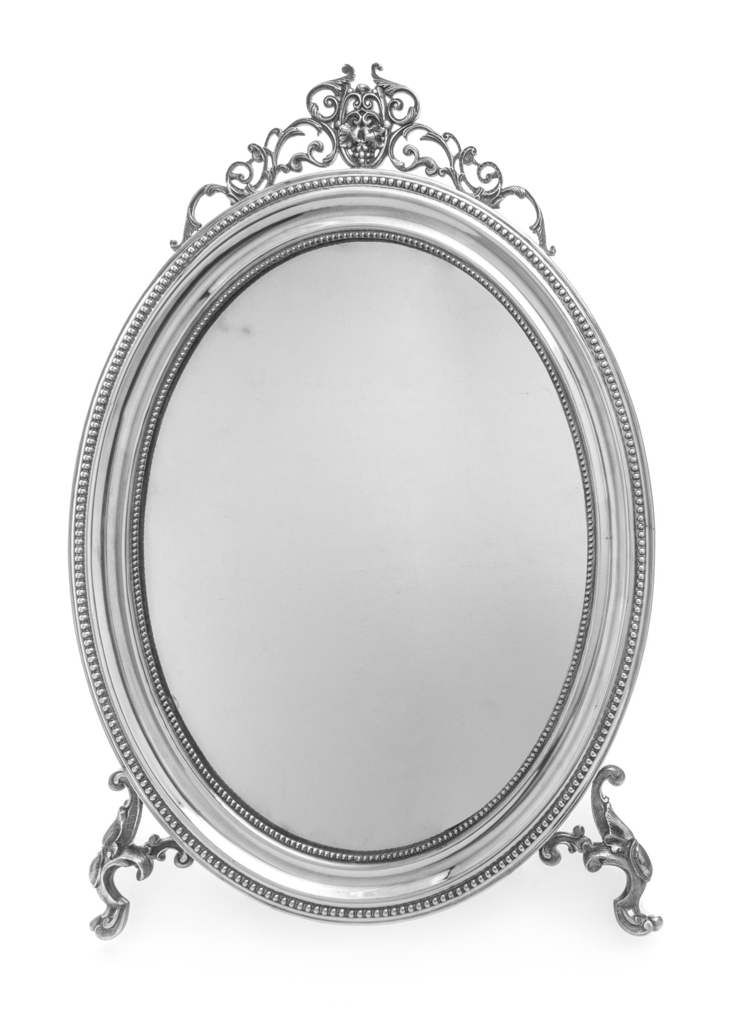 A Polish Neoclassical Silver-Plate Table Mirror Height 25 1/4 inches. — WARSZAWA FRAGET, 19TH CENTURY