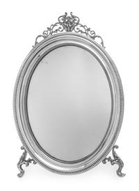 A Polish Neoclassical Silver-Plate Table Mirror Height 25 1/4 inches. — WARSZAWA FRAGET, 19TH CENTURY