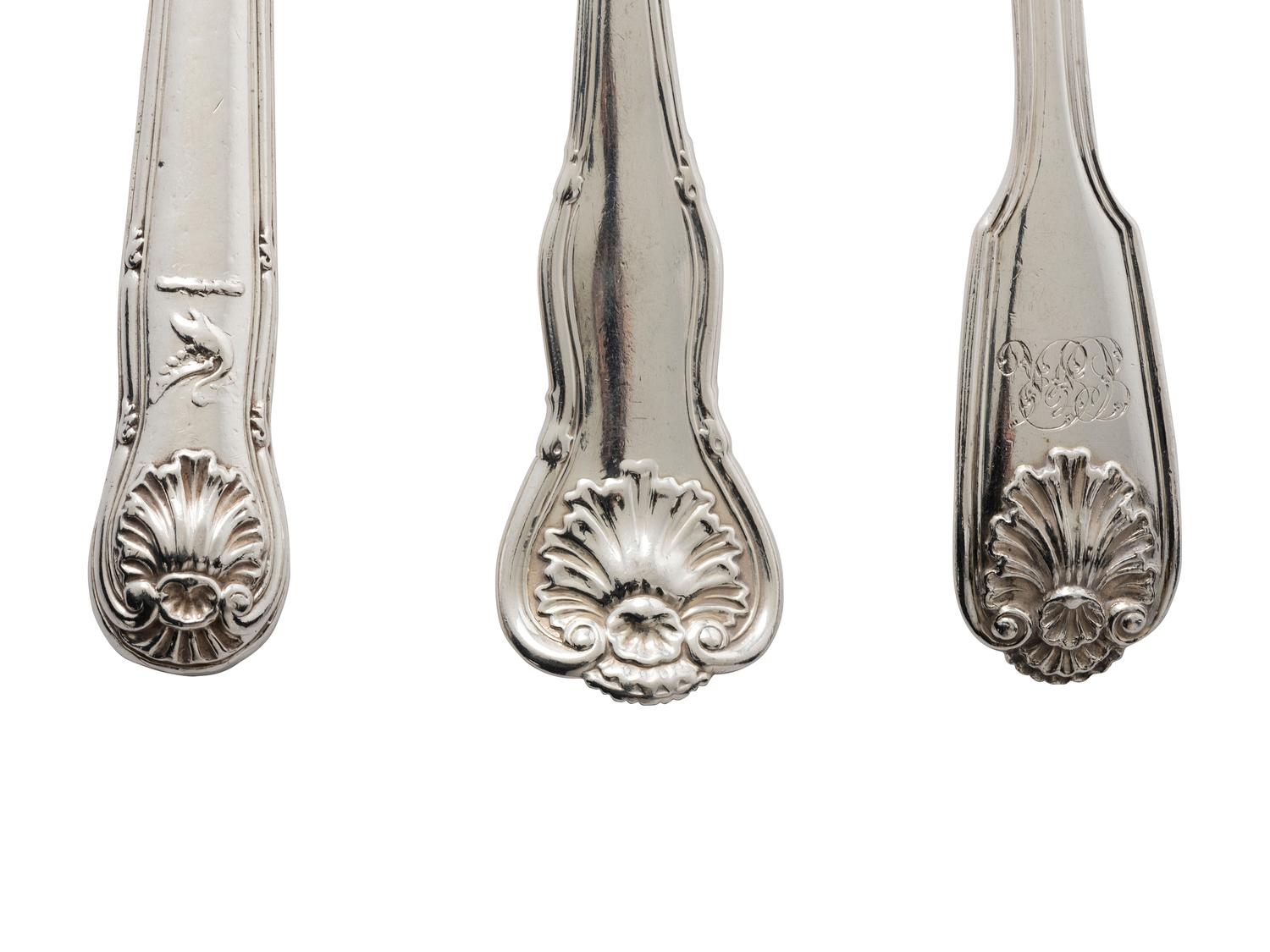 A Georgian and Victorian Silver Flatware Service