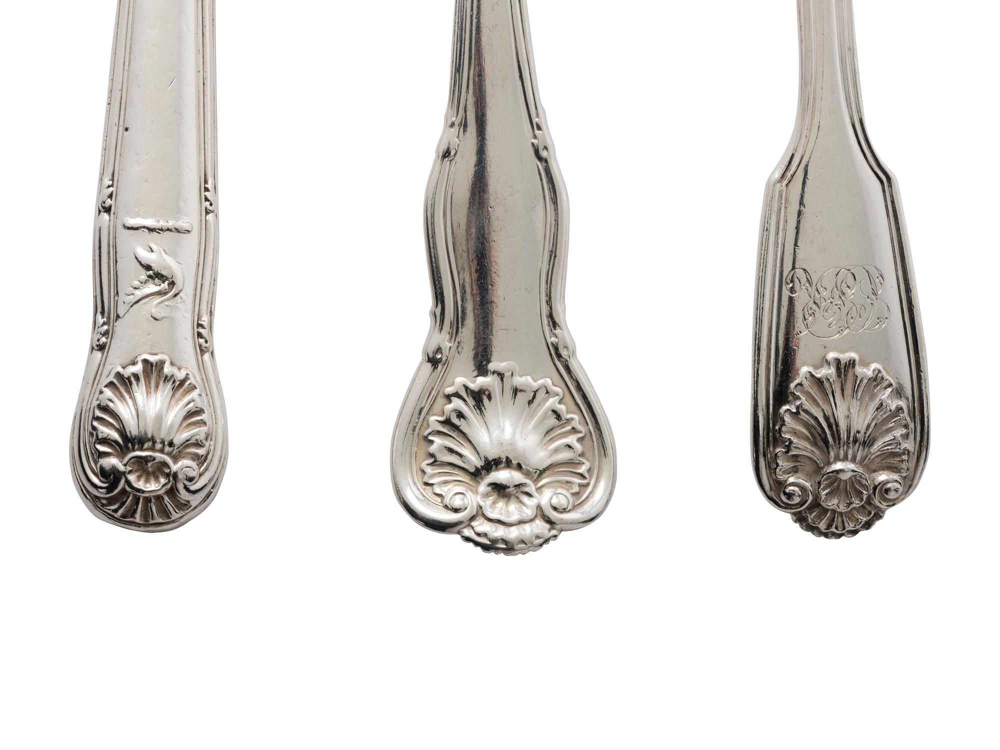 A Georgian and Victorian Silver Flatware Service