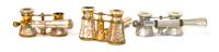 Three Pairs of French Mother-of-Pearl Veneered Opera Glasses, Width 3 7/8 inches.