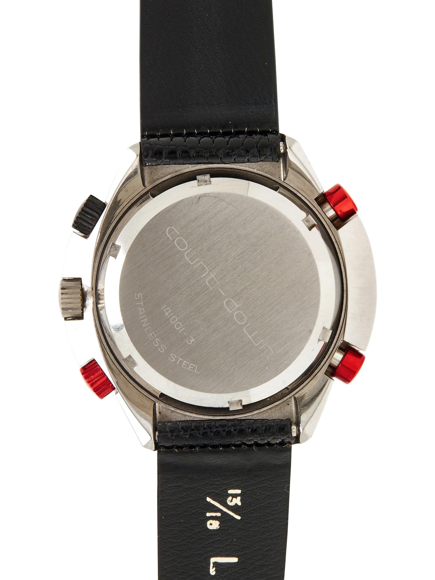 HAMILTON, REF. 141001-3 STAINLESS STEEL 'CHRONO-MATIC COUNT-DOWN GMT' WATCH