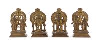Four Indian Gilt Bronze Figures Height of each 3 5/8 inches.