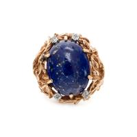 YELLOW GOLD, LAPIS LAZULI AND DIAMOND RING