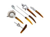 A Set of Six Faux Horn-Handled Bar Articles