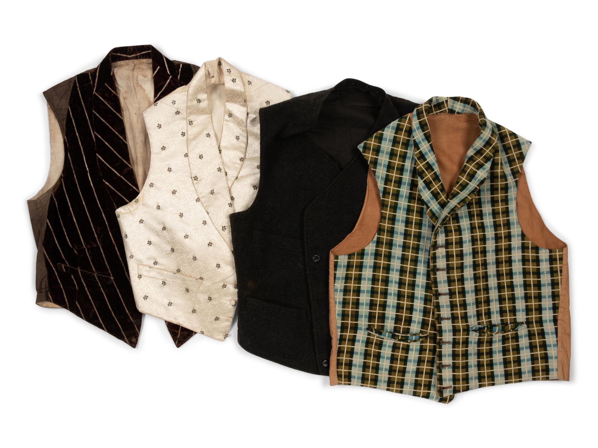 Four Men's 19th Century Waistcoats/Vests, 1850-70