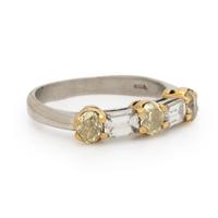 Diamond, Yellow Diamond, and Platinum Ring