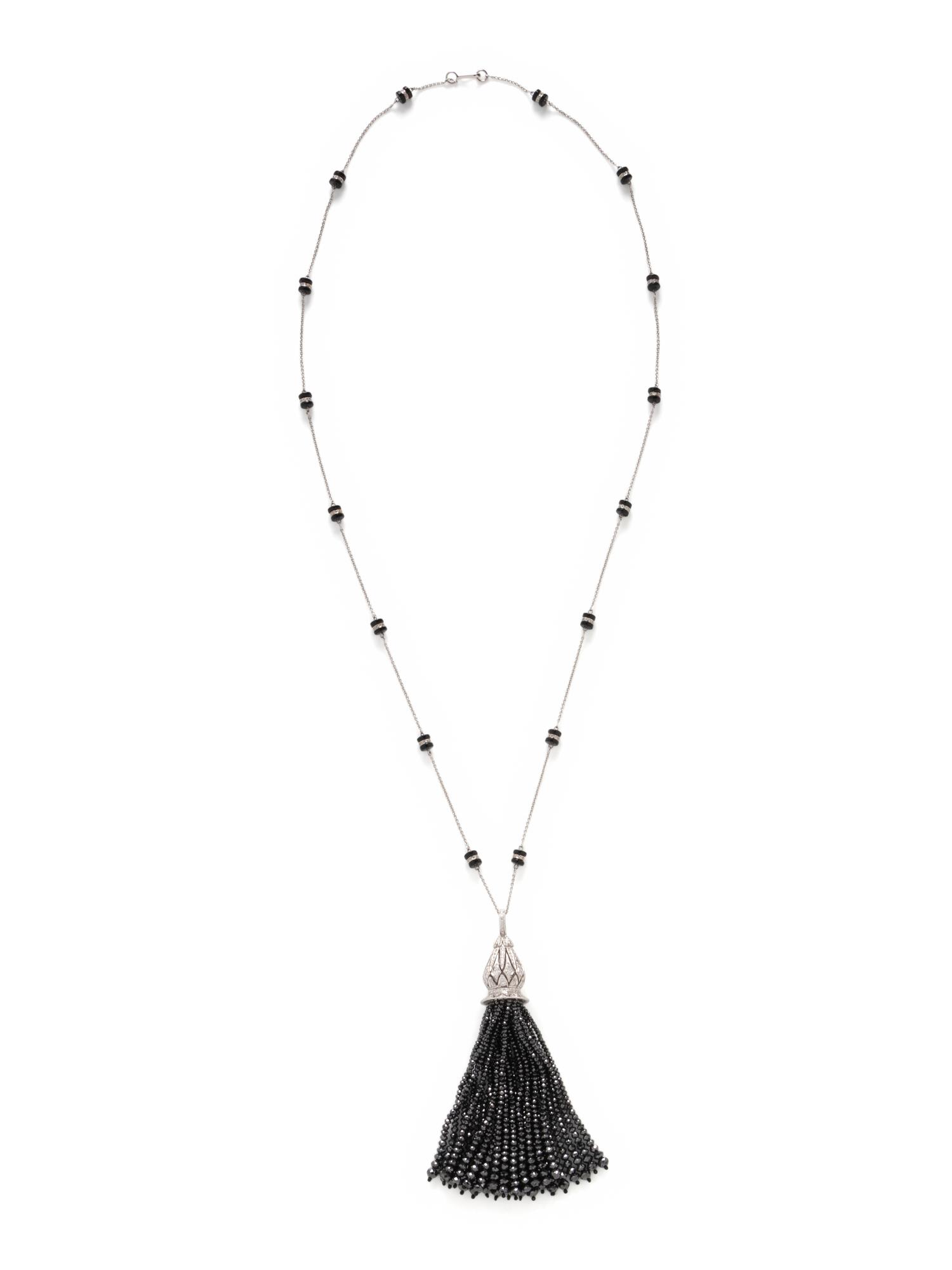 MUNNU THE GEM PALACE, DIAMOND AND BLACK DIAMOND TASSEL NECKLACE