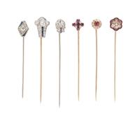ANTIQUE, COLLECTION OF RUBY, SAPPHIRE, AND DIAMOND STICK PINS
