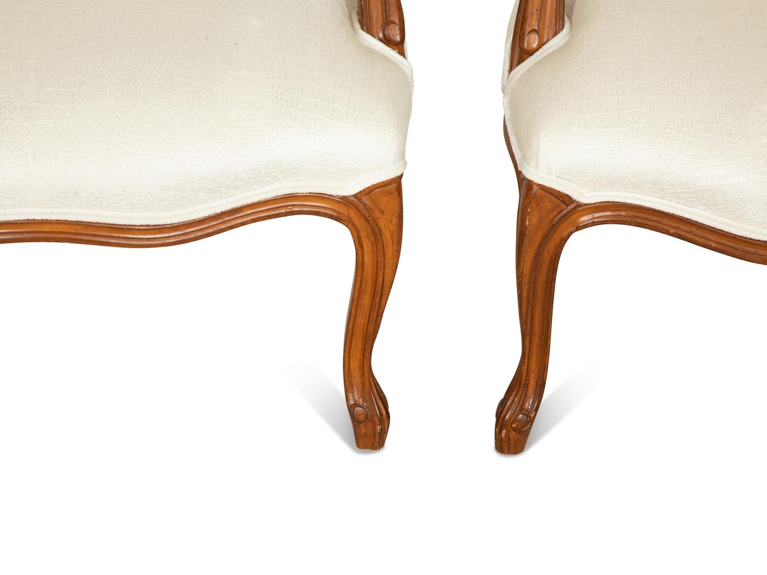 A Pair of Louis XV Style Beechwood Fauteuils
