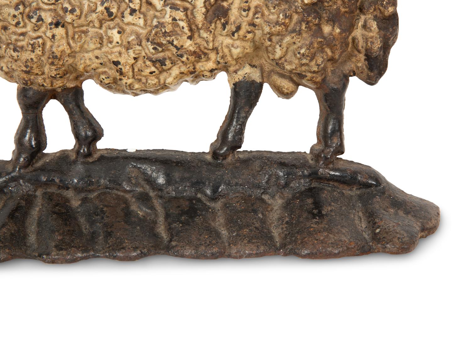A Painted Cast Iron Sheep Doorstop