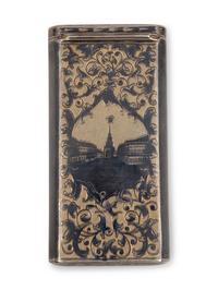 A Russian Silver-Gilt and Niello Cigar Case