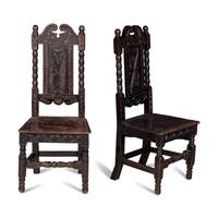 A Pair of Jacobean Revival Oak Side Chairs