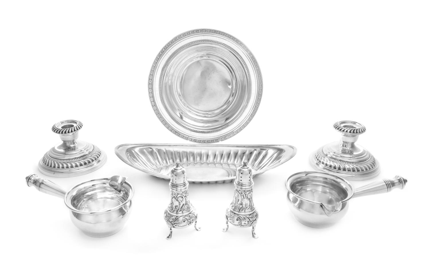 A Group of Silver Articles A Collection of American Silver Table Articles, various makers, comprising a pair of Revere Silversmiths bra